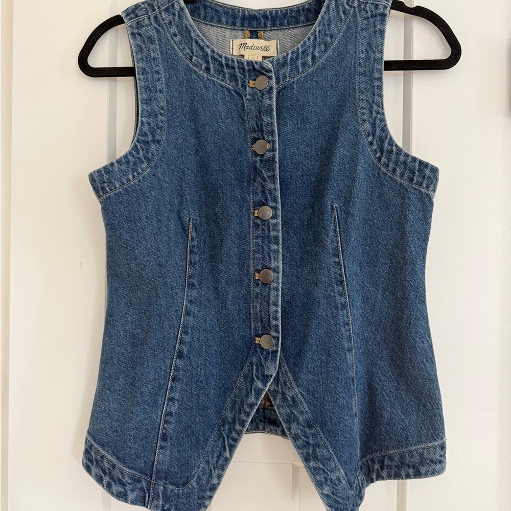 Madewell Sleeveless Denim Button-Front Vest Top - Blue - Picture 2 of 4